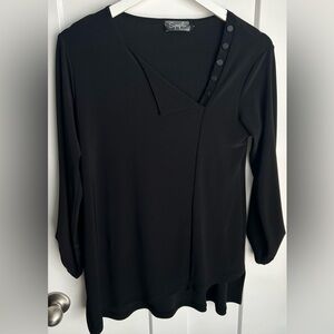 Sympli sz 4 Black Asymmetrical Jersey Tunic Lagenlook Office Business Casual